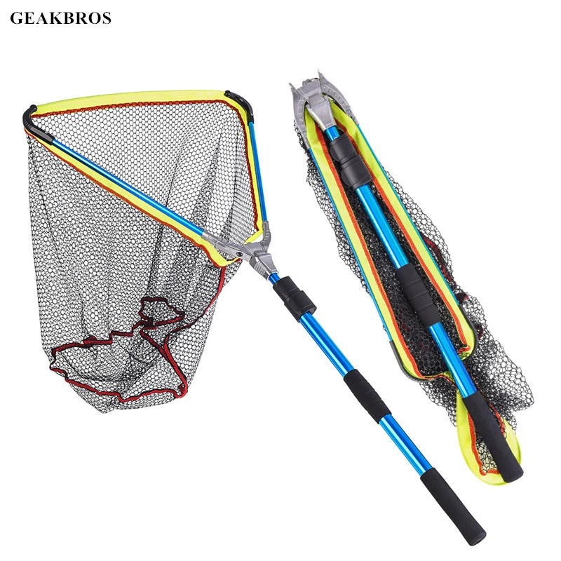 

185cm Portable Triangular Folding Fishing Nets Telescoping Landing Net Pole Casting Network Trap Aluminum Alloy Fishing Nets