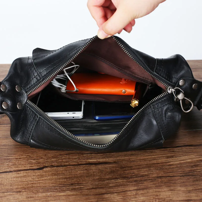 US $47.77 Aetoo New Mens Messenger Bag Mens Bag Leather Retro Simple First Layer Cowhide Chest Bag Outdoor Leisure Sports Bag Youth