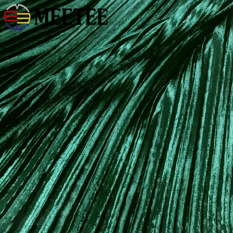 Meetee 50/100 см X 150 см однотонные Цвет плиссированная Ткань Золотая Бархатная ткань; сезон зима-весна, футболка с юбкой Garment Accessories FA225