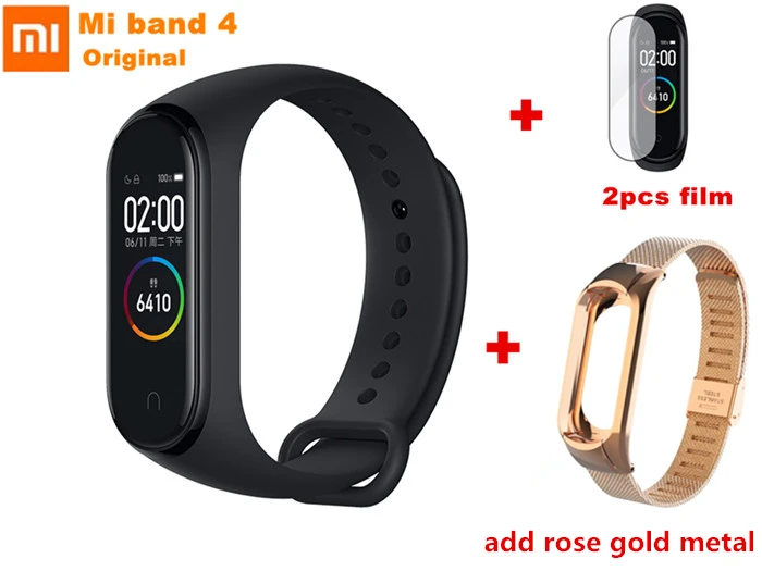 ad rose gold metal 1 Xiaomi mi-браслет 4 Bluetooth 5,0, умный браслет, фитнес-трекер, браслет AMOLED с цветным экраном, AI, пульсометр mi Band 4 - Цвет: ad rose gold metal 1
