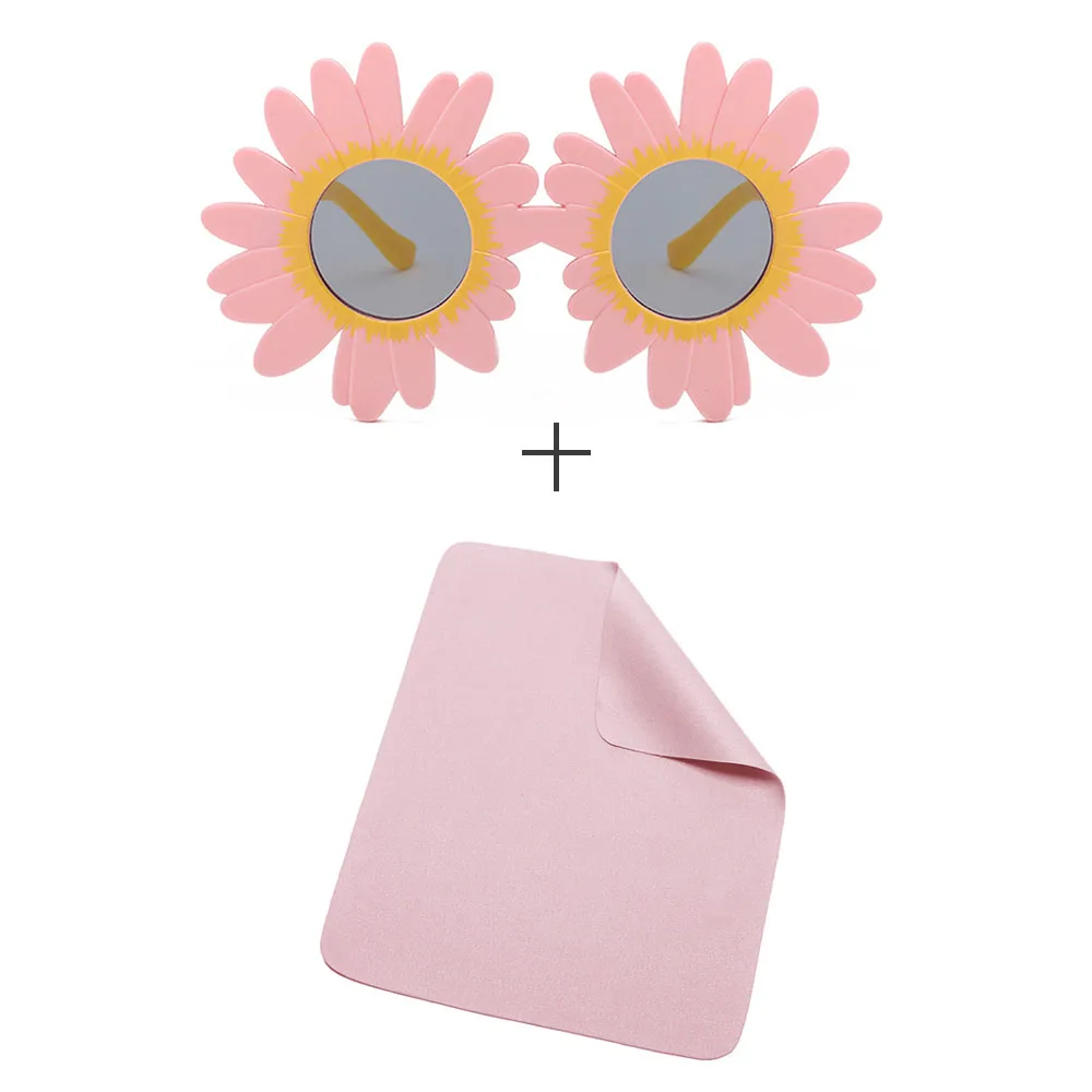 Glasses and cloth Минимальное солнце цветок круглые милые детские солнцезащитные очки UV400 девушка прекрасный цветок детские очки Дети Безопасные и удобные очки - Цвет линз: Glasses and cloth