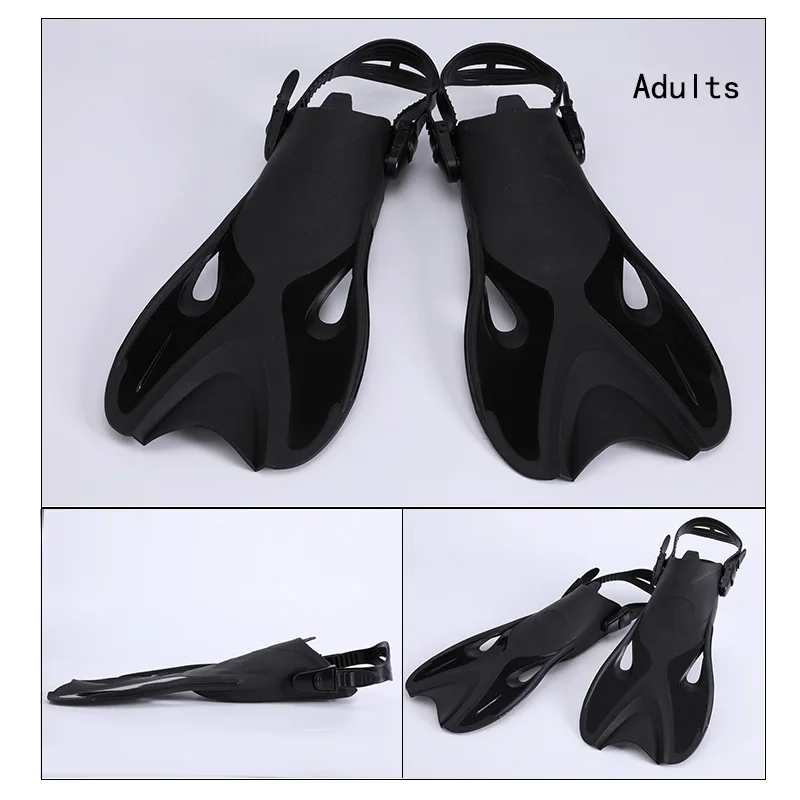 Подводный плавник регулируемый плавательный ming бесплатно Дайвинг ласты для ног подводное плавание силиконовые Плавающие Ласты для детей и взрослых длинные каблуки - Цвет: adults black