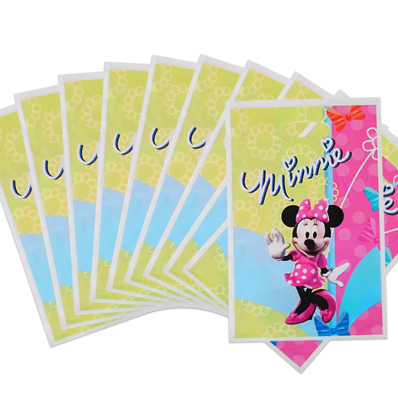

20pcs Minnie Mouse Cartoon Theme Loot Bags Kids Happy Birthday Party Supplies Candy Gift Bags Birthday Party Catering Events Box