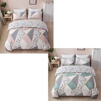 

100% cotton Bedroom Quilt-Cover Pillow-Case Bedding-Texture No-Bed-Sheet Geometric Color Stitching 3-Piece-Set Beding Sets