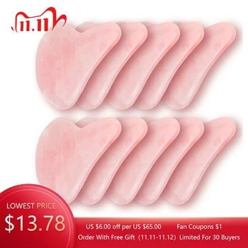 

Natural Rose Quartz Jade Gua Sha Board Acupuncture Massage Face Lifting Stone Guasha Scraping Board Jade Facial Eye Massage Tool