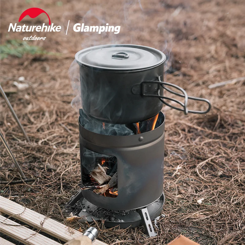 Naturehike New Mini Titanium Wood Stove Outdoor Portable Camping Stove  Light Weight Camping Stove Durable And Convenient Storage