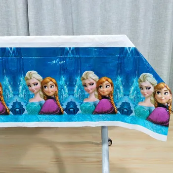 

108cm*180cm Princess Elsa and Anna Cartoon Theme Party Table Cloth Disposal Favor Birthday Party Decoration Party Supplies Set