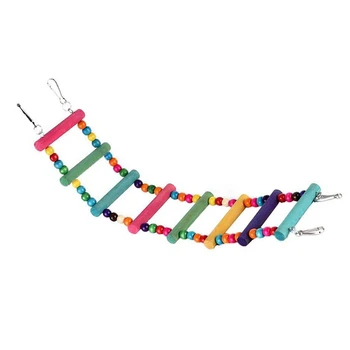 

Colorful Ladder Bird Toy 8-Step Flexible Ladders Wooden Rainbow Bridge Swings for Parrots Pet Trainning (Ran Color)