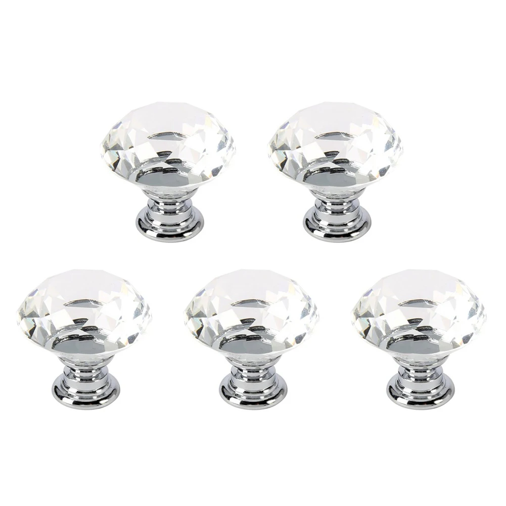 

Durable Door Knobs Furniture Drawer Handle Diamond Crystal Cupboard Set Single Hole Non-Slip