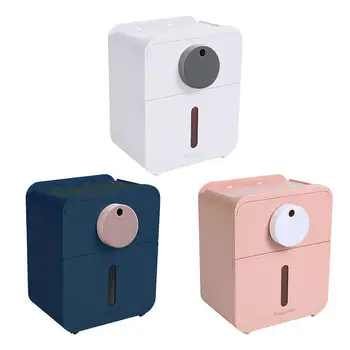 

Tissue Box Holder Multifunctional Waterproof Toilet Paper Holder with Semi-automatic Switch Wall-mounted Tissue Container Mount