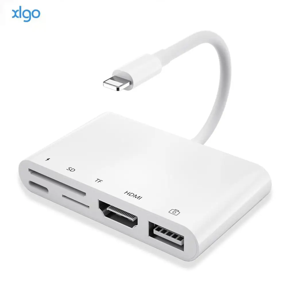 Lightning To 1080P HDMI Cable USB SD TF Card Reader Digital AV TV OTG Adapter Hub For iPhone X XR XS 11Pro Max SE iPad Mini Pro