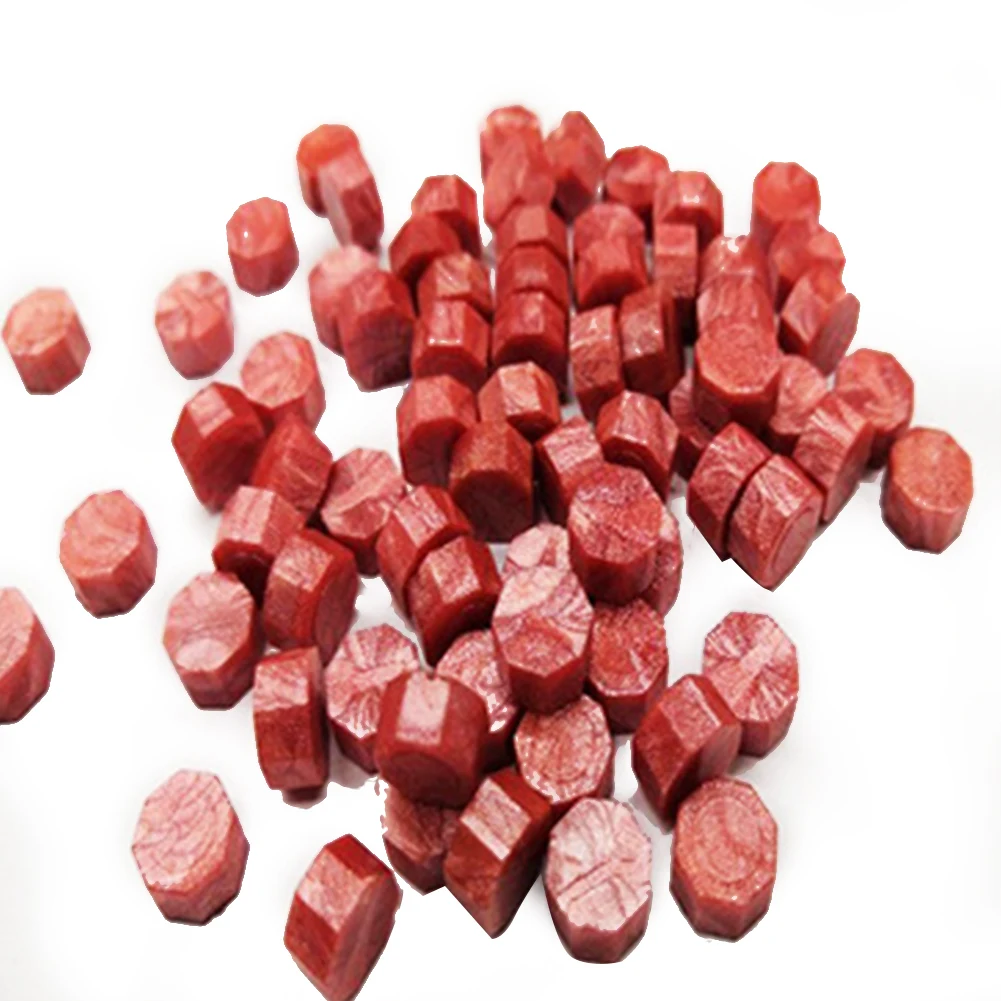 Brown Red 100 шт, для дня рождения, уплотнение, воск, приглашение, Ретро стиль, ремесло, красочные бусины, тиснение, конверт, сделай сам, декоративные, для свадьбы, вечеринки, восьмиугольник - Цвет: Brown Red