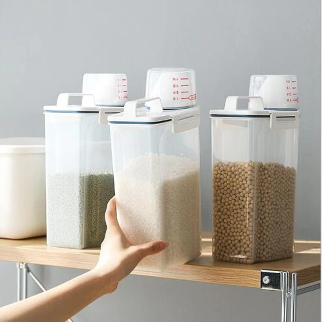 Boîte de rangement alimentaire en plastique pour céréales, récipient de  cuisine, riz Mars, réfrigérateur Mutfak, 2,5 L - AliExpress