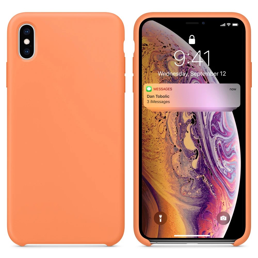 Подлинный силиконовый чехол для IPhone 11 Pro Max чехол с логотипом xs max xr 8 76s plus чехол s силикагель [Приложение Официальный чехол для кожи] - Color: Papaya