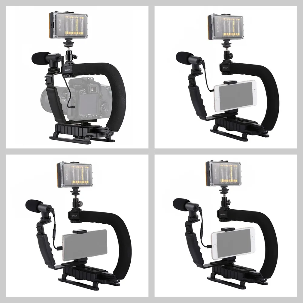 PULUZ для Steadycam U-Grip c-образная рукоятка Стабилизатор камеры w/h штатив головка телефона Зажим адаптер для Steadicam DSLR Стабилизатор