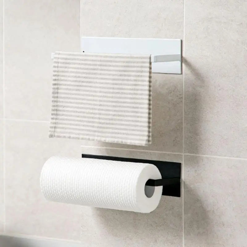 Настенный кухонный самоклеящийся держатель для рулона бумаги, вешалка для полотенец, вешалка для полотенец, аксессуары для ванной комнаты, Прямая поставка