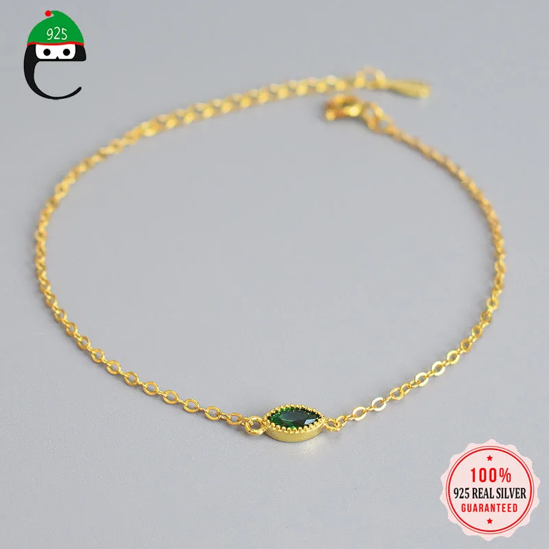 ElfoPlataSi, настоящая мода, 925 пробы, серебряная капля, Ослепительный зеленый CZ 925 браслет для женщин, жены, девушек, Серебряное ювелирное изделие DA502