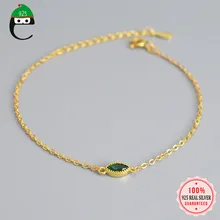 ElfoPlataSi, настоящая мода, 925 пробы, серебряная капля, Ослепительный зеленый CZ 925 браслет для женщин, жены, девушек, Серебряное ювелирное изделие DA502