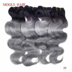 2/3/4 Bundle 1B Dark Grey Light Grey Body Wave Ombre Quality Remy Human Hair Weave Extensions 10-22 inch MOGUL HAIR