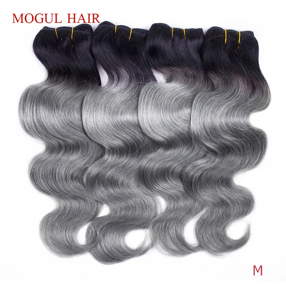 MOGUL волосы 2/3/4 пакет предложения T 1B серая Бразильская волна Омбре человеческие