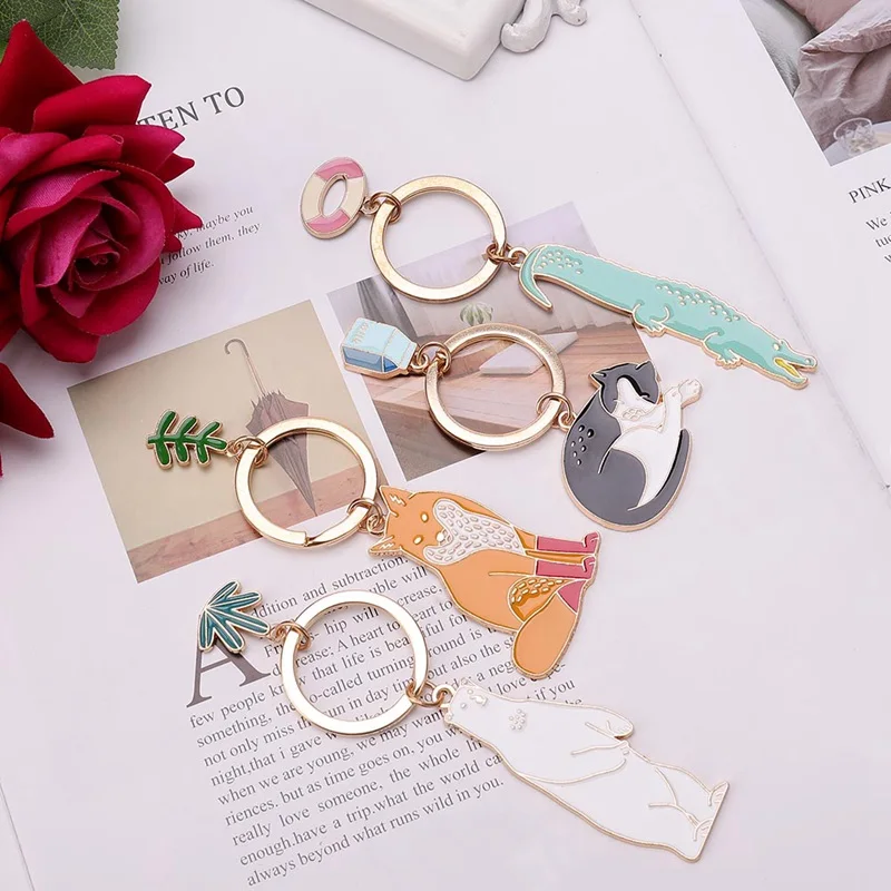 

Cute Animal Keychain Dog Black Cat Kitty Bear Crocodile Fox Key Chain Corgi Bulldog Puppy Keyring Accessories Jewelry