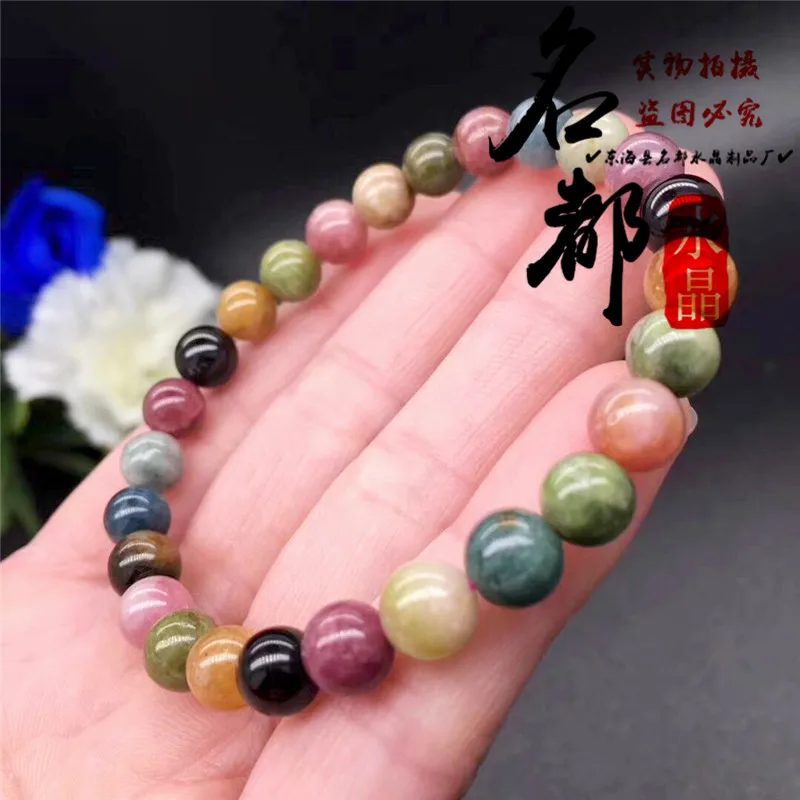 

wholesale Natural crystal Tourmaline Bracelet candy color Bixi single ring hand string manufacturer direct sales