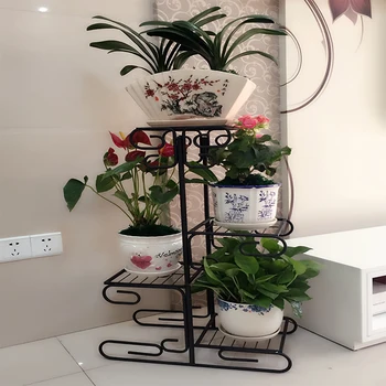 

Multilayer, Wrought Iron Showy Sitting Room Floor Balcony Potted Indoor Decorative Money Plant Flowers Bracket Green Plant Pots