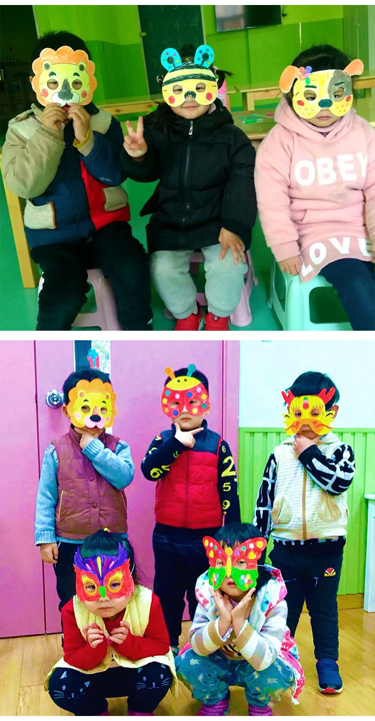 Дети DIY цветные Мультяшные животные картина маска детский сад дошкольные творческие игрушки для рисования для детей граффити искусство ремесла игрушки