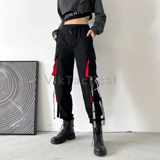 45857-e54217.jpg Women Cargo Pants 2023 Harem Pants Fashion Punk Pockets Jogger Trousers With Chain Harajuku Elastics High Waist Streetwear