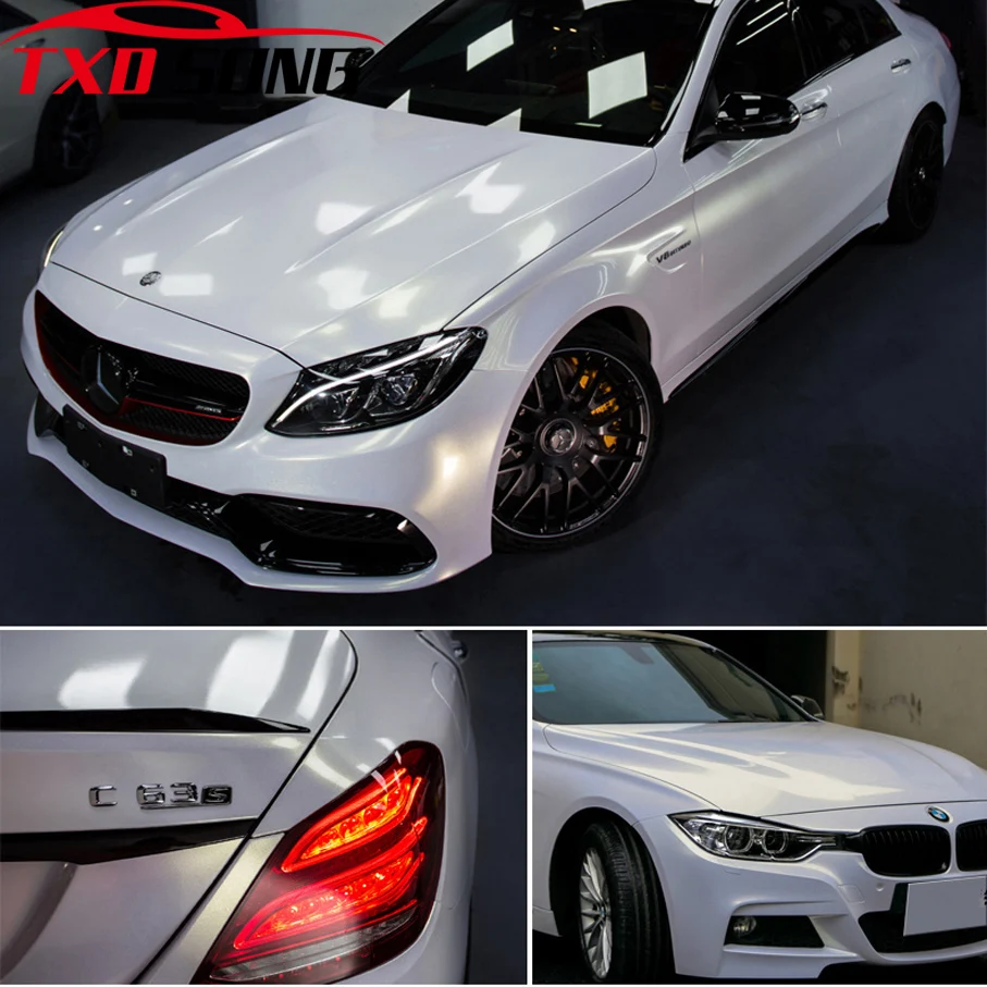 

10/20/30/40/50/60x152CM/Lot White to Gold Chameleon pearl Vinyl Stikcer with air free bubbles Metallic white chameleon Film