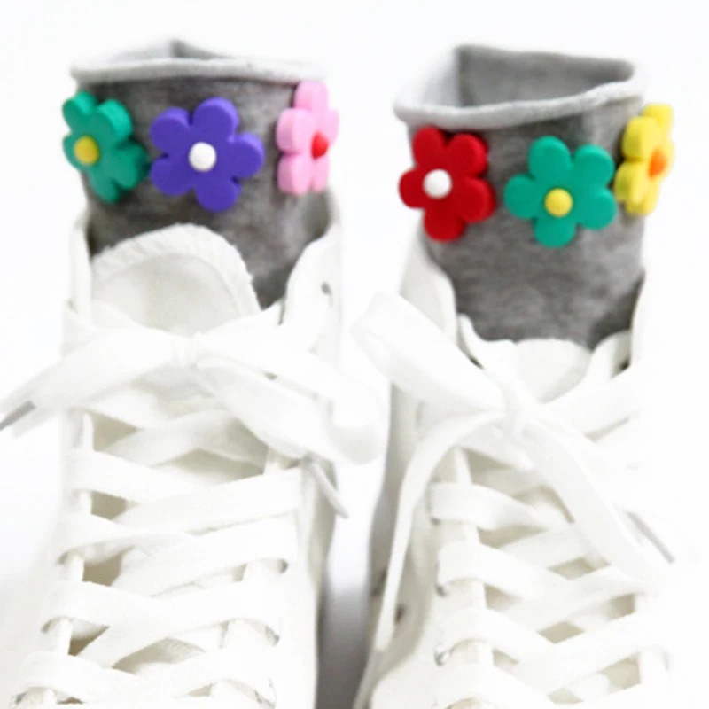 light gray Горячие носки с цветочным рисунком мультфильм конфеты цвет завивки свободные манжеты короткие носки для женщин девочек CGU 88 - Цвет: light gray