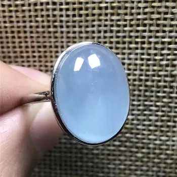 

18x15mm Natural Blue Aquamarine Ring Jewelry For Women Lady Man Crystal Love Gift Silver Clear Beads Stone Adjustable Ring AAAAA