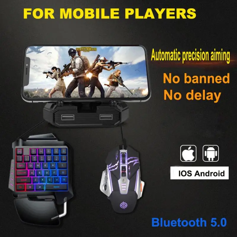 Keyboard Mouse Converter Set PUBG Game Controller Gaming Mouse One-Handed Keyboard Adapter PUBG Gamepad For IOS/Android