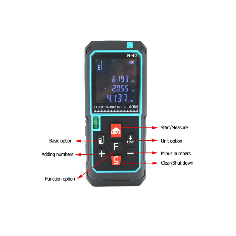 Mini Laser Rangefinder Handheld Laser Distance Meter Laser Level Range Finder Large Lens Rubberized Measure