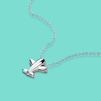 

Minimalist S925 Sterling Silver Lady Necklace Cute Aircraft Pendant Clavicle Chain 40 + 5cm Silver Jewelry Valentine's Day Gift