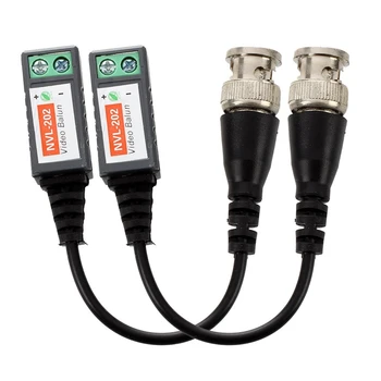 

2 networks CAT 5 camera CCTV BNC coaxial passive video balun UTP transceiver adapter coaxial cable