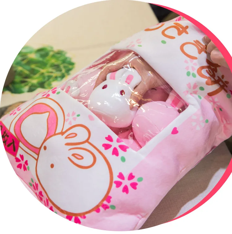 Oreiller en peluche mignon - Coussin lapin rose avec peluches amovibles, un sac d'oreillers en peluche pour animaux en peluche, cadeaux créatifs en  peluche pour filles et garçons, avec 8 Libelyef