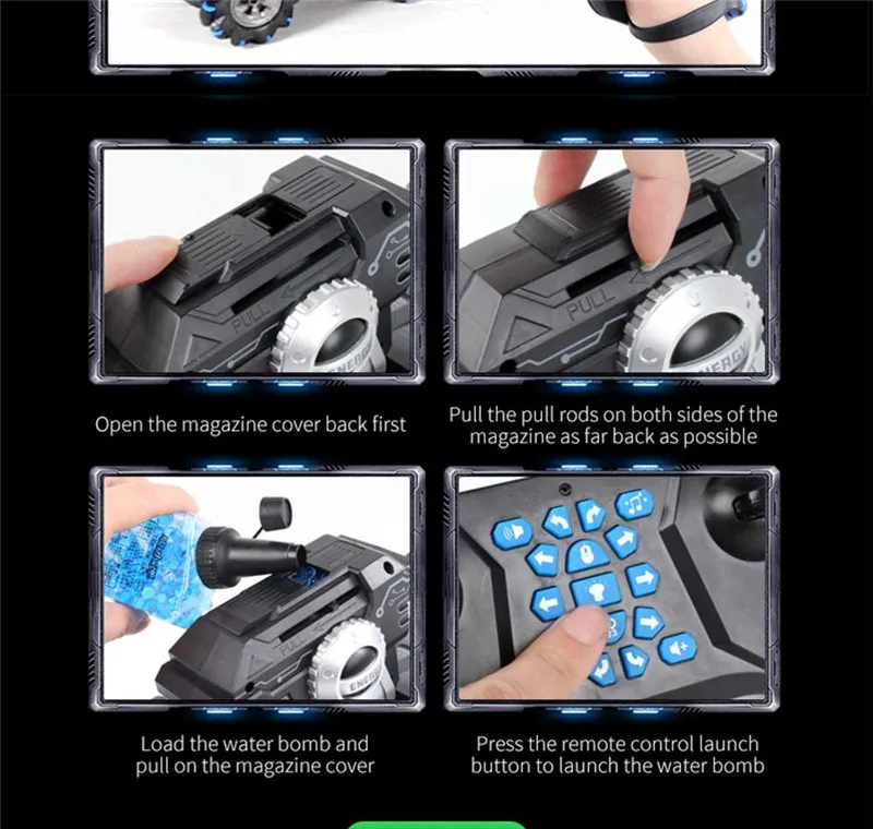 New Water Bomb Tank Car 2.4G Drift Launch Water Bomb Vehicle Gesture Watch Control Car 360 Degree Rotation Rc Stunt Car Toy