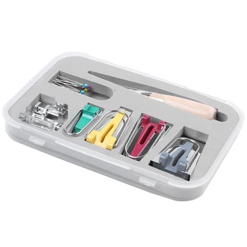 

Bias Tape Maker 6MM 12MM 18MM 25MM Brand New Fabric Bias Binding Maker With Binder foot Bradawl Quilting Clips Sewing Pins Kit