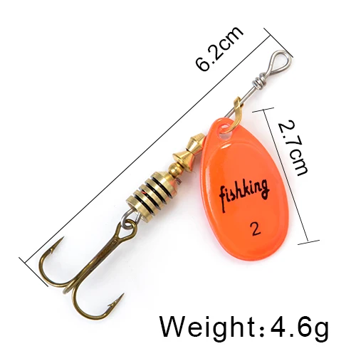 FISH KING Spinner Bait 3.9g 4.6g 7.4g 10.8g 15g Spoon Lures pike Metal With Treble Hooks Arttificial Bass Bait Fishing Lure as photo