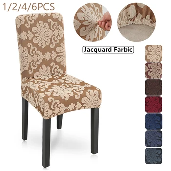 

New 1/2/4/6Pcs Floral Jacquard Stretch Elastic Chair Covers Spandex For Wedding Dining Room Office Banquet housse de chaise