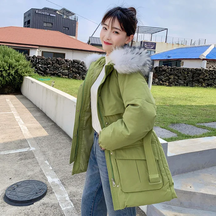 

Photo Shoot 2019 New Style Mori Girl Line Column down Jacket Women's Korean-style Belt Sophisticated Style Mid-length Network Ka