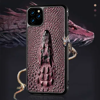 Del Cuoio Genuino 3D di Lusso Cassa Del Telefono per Il Iphone 11 11 Pro 11Pro Max 6 6S 7 8 7 Plus 8 Più di X Xs Xs Max Xr 360 Anti-Caduta Della Copertura