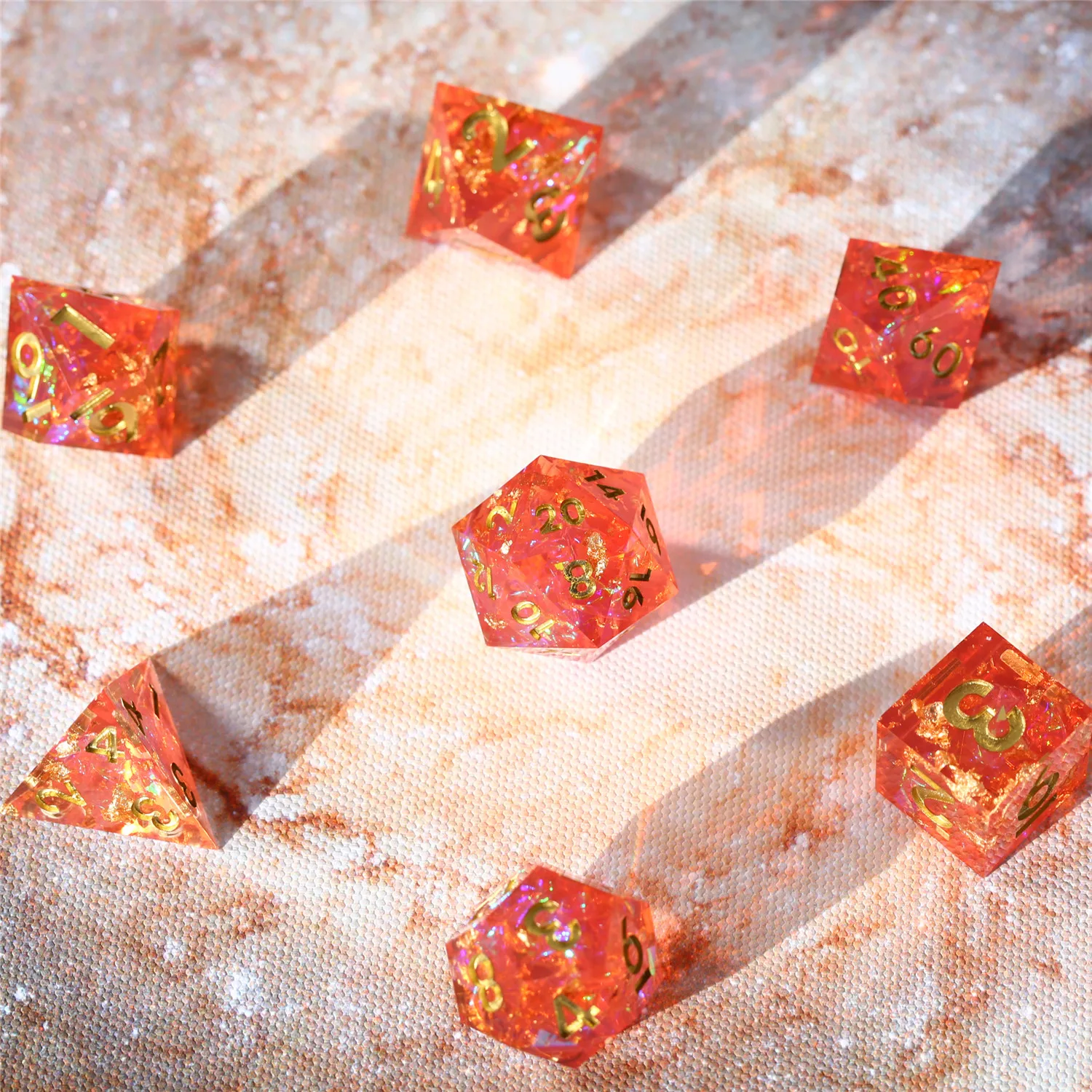 Набор костей для ролевых игр DND 7PCS зеркало ручной работы Polyhedral набор D & Подземелья