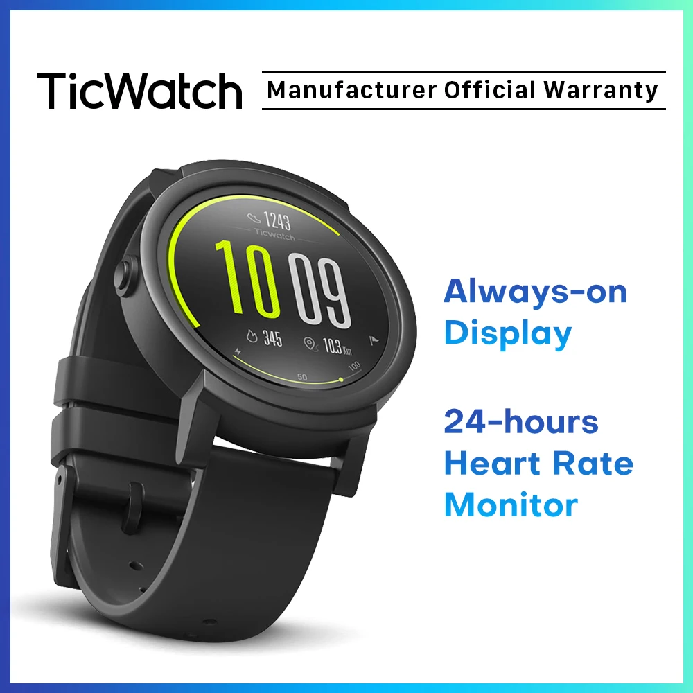 Умные часы TicWatch E Bluetooth GPS спортивные iOS и Android Google Play IP67 водонепроницаемые долгий