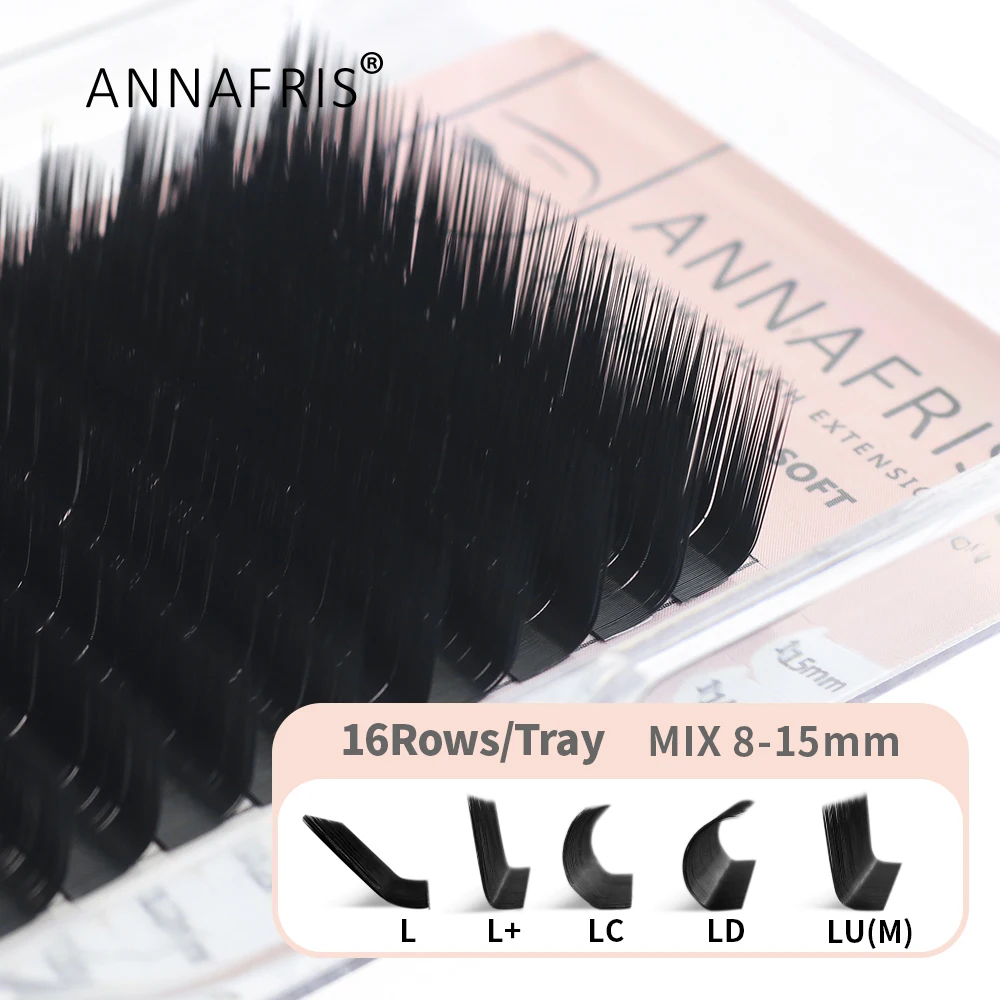 

Накладные ресницы ANNAFRIS L +/LC/LD/LU(M) из натурального шелка норки
