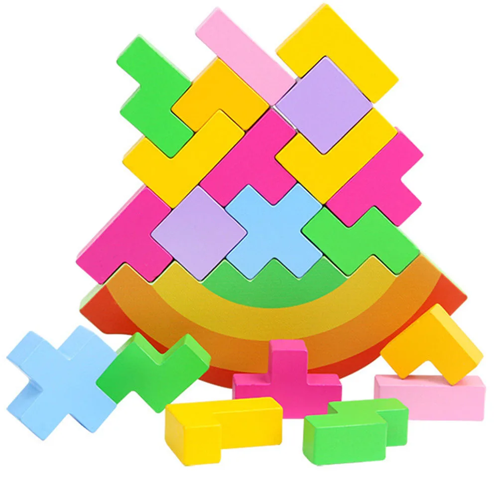 wooden rainbow 3d wooden puzzles jigsaw board toys tangram brain