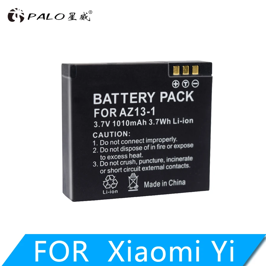 1pcs battery PALO 1010mAh AZ13-1 аккумулятор с USB зарядным устройством для Xiaomi Yi экшн-камеры запасная батарея перезаряжаемая резервная батарея - Цвет: 1pcs battery