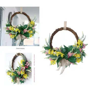 

Lavender Twig Wreath Handmade Artificial Flowers Garland Front Door Wreath for Front Door, Wall, Mantelpiece, Window Decoration