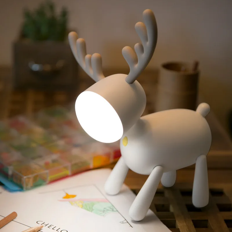 

WENHSIN Cartoon Elk Night Light USB Charging LED Elk Light Children Student Desk Reading Desk Lamp